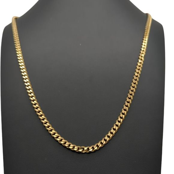 22" x 5mm 14K Gold Finish over 316L Stainless Steel Cuban Chain. - Picture 6 of 13